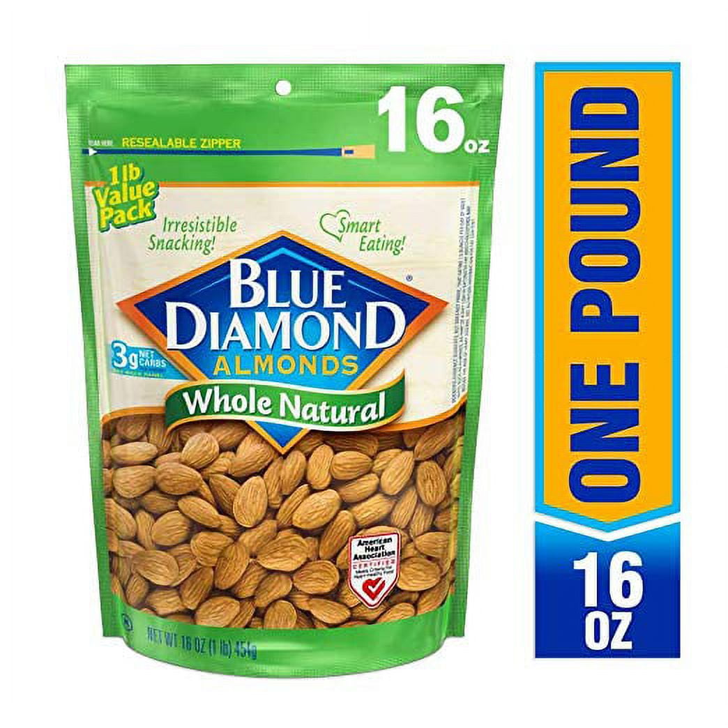 Blue Diamond Almonds, Whole Natural Raw Almonds, 16 oz Bag