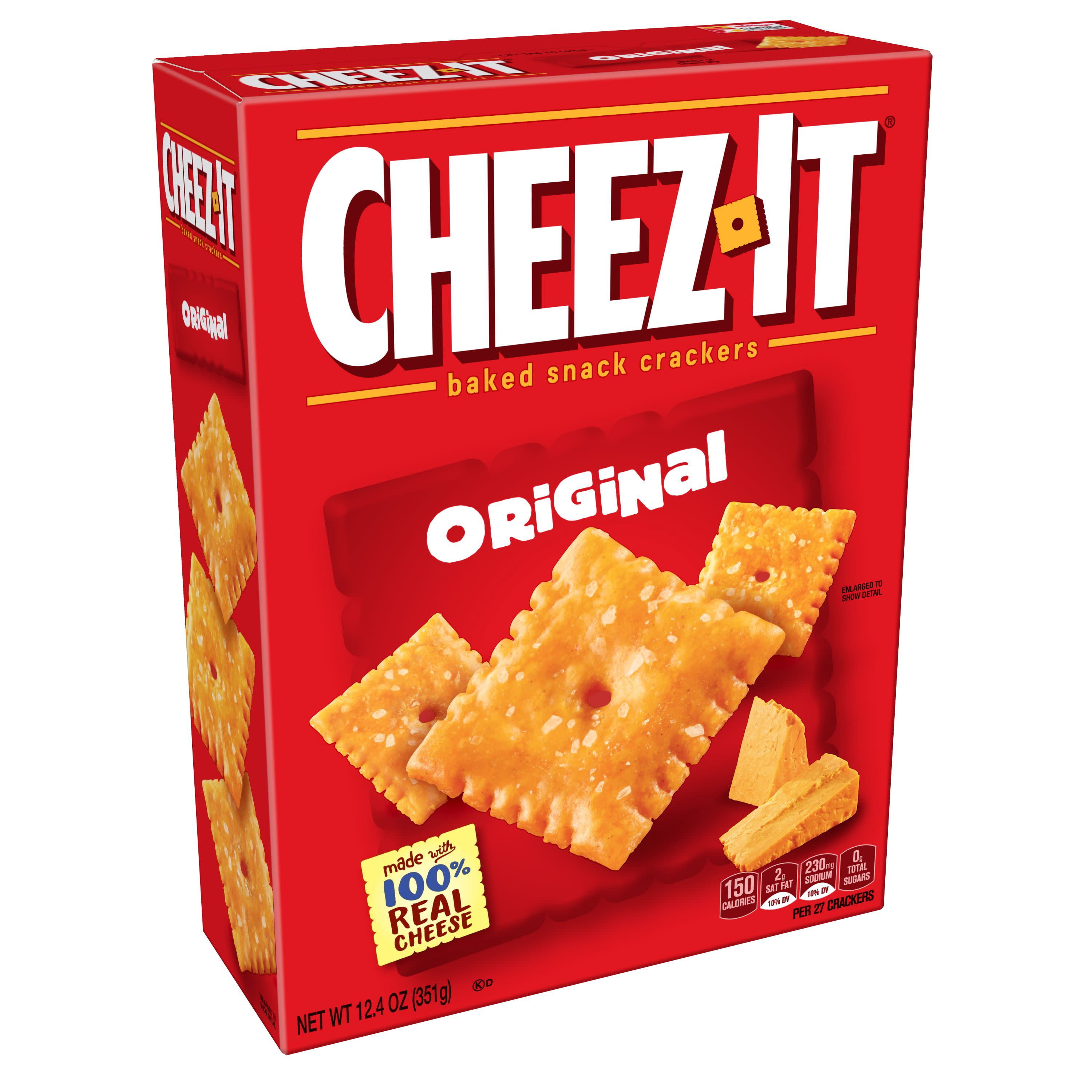 Cheez-It Baked Snack Crackers, Original Cheese Crackers, 12.4 oz Box