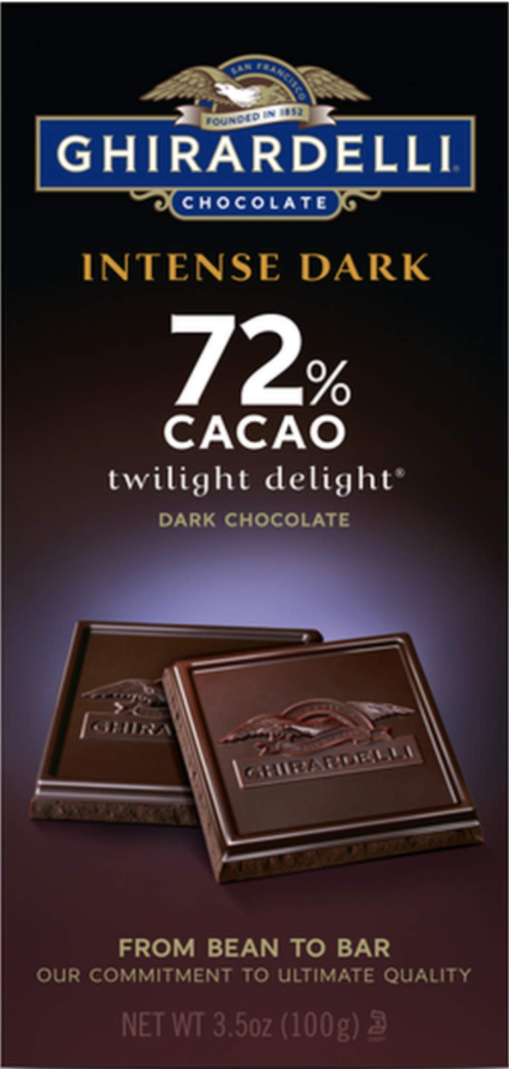 Ghirardelli Intense Dark Chocolate, 72% Cacao Squares, 3.5 oz Bag