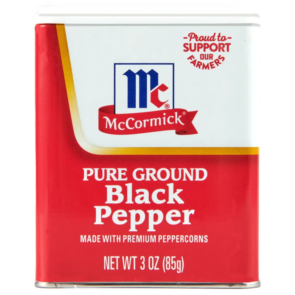 McCormick Pure Ground Black Pepper, Table Grind Seasoning Spice, 3 oz Tin