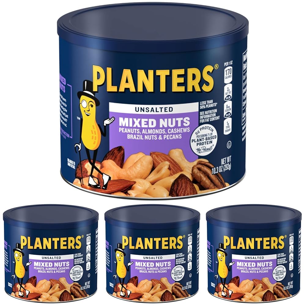 Planters Mixed Nuts, Assorted Roasted Nuts Blend, 10.3 oz Can