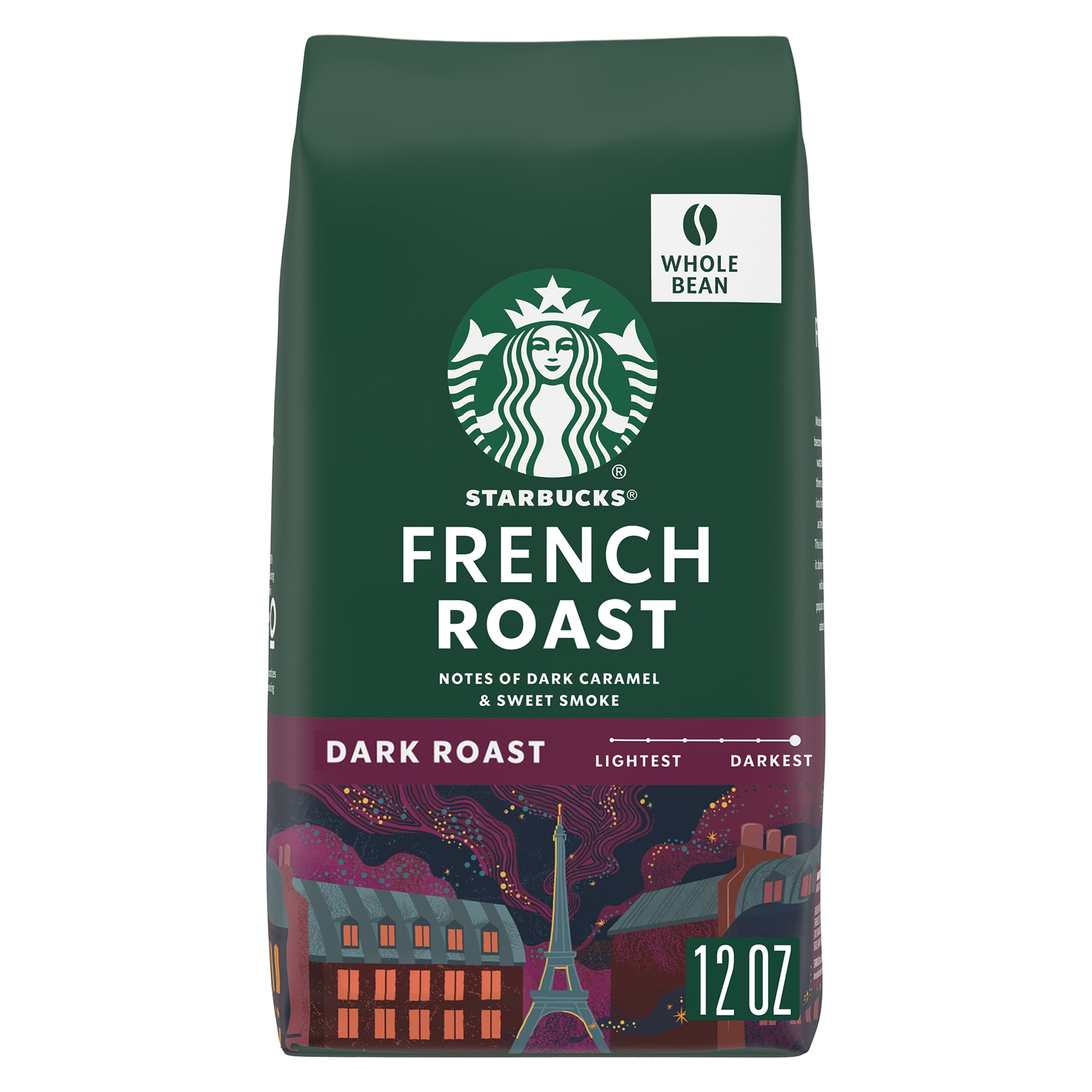 Starbucks French Roast Whole Bean Coffee, Dark Roast, 12 oz Bag