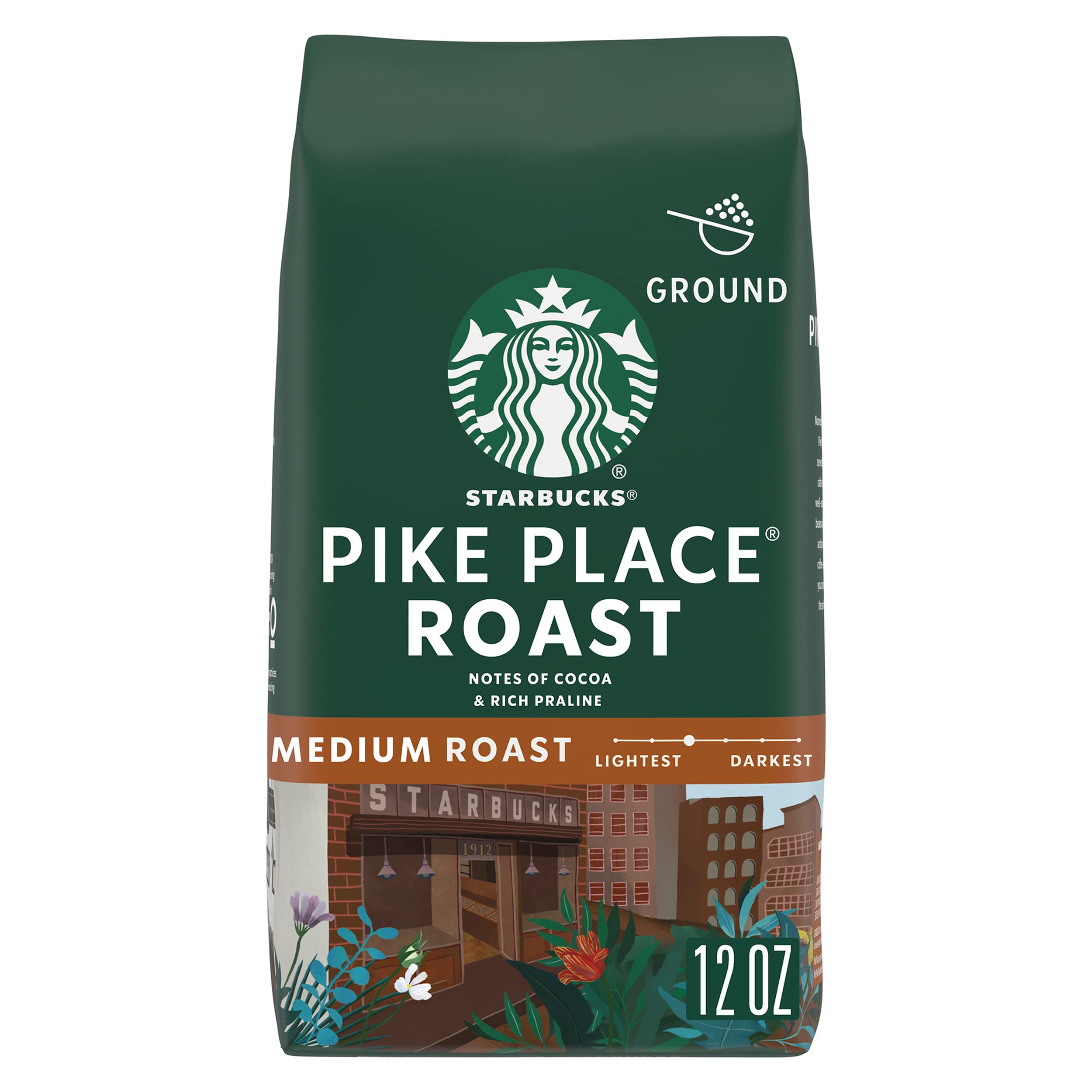 Starbucks Pike Place Roast Ground Coffee, Medium Roast, 12 oz Bag
