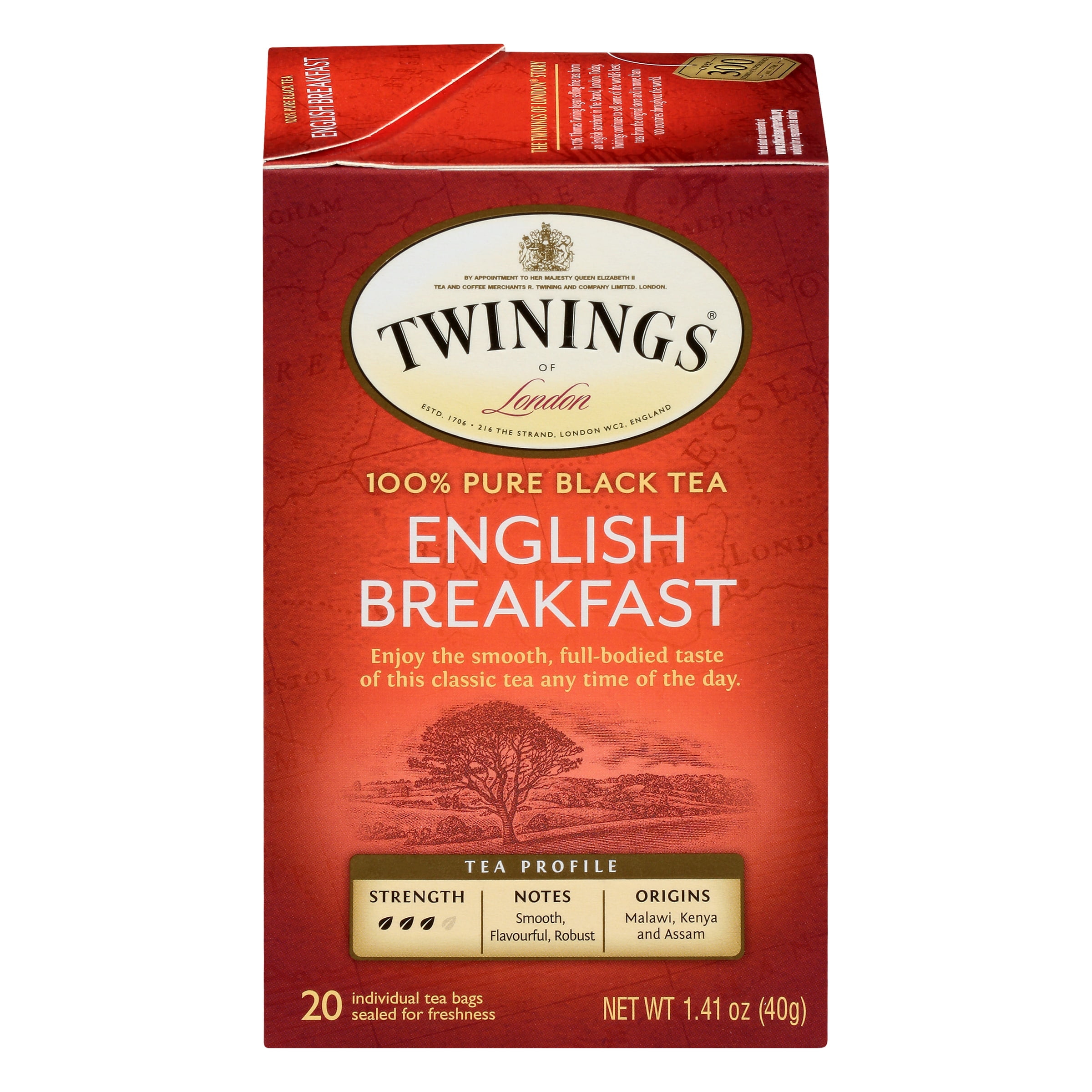 Twinings English Breakfast Black Tea Bags, Full-Bodied Black Tea, 20 Count Box